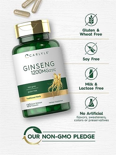 Carlyle Ginseng-Extrakt Kapseln | 120 Kapseln für Männer & Frauen | Nicht-GVO & Glutenfrei