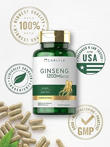 Carlyle Ginseng-Extrakt Kapseln | 120 Kapseln für Männer & Frauen | Nicht-GVO & Glutenfrei
