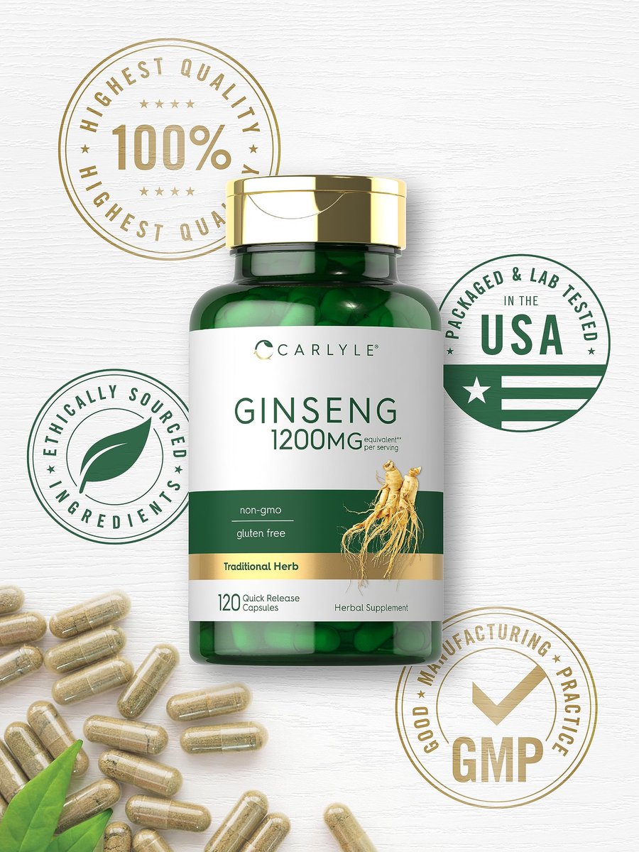 Carlyle Ginseng-Extrakt Kapseln | 120 Kapseln für Männer & Frauen | Nicht-GVO & Glutenfrei