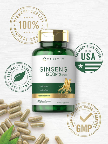 Carlyle Ginseng-Extrakt Kapseln | 120 Kapseln für Männer & Frauen | Nicht-GVO & Glutenfrei