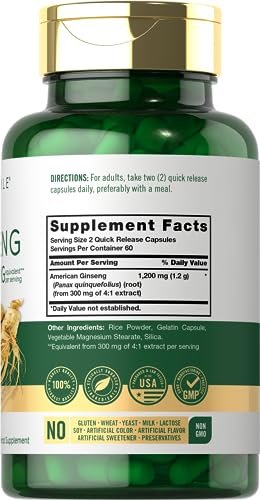 Carlyle Ginseng-Extrakt Kapseln | 120 Kapseln für Männer & Frauen | Nicht-GVO & Glutenfrei