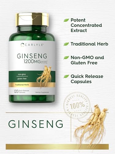 Carlyle Ginseng-Extrakt Kapseln | 120 Kapseln für Männer & Frauen | Nicht-GVO & Glutenfrei