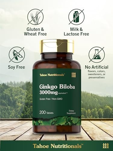Carlyle Ginkgo Biloba Extra Strength – 200 Vegetarische Tabletten, Nicht-GVO, Glutenfrei