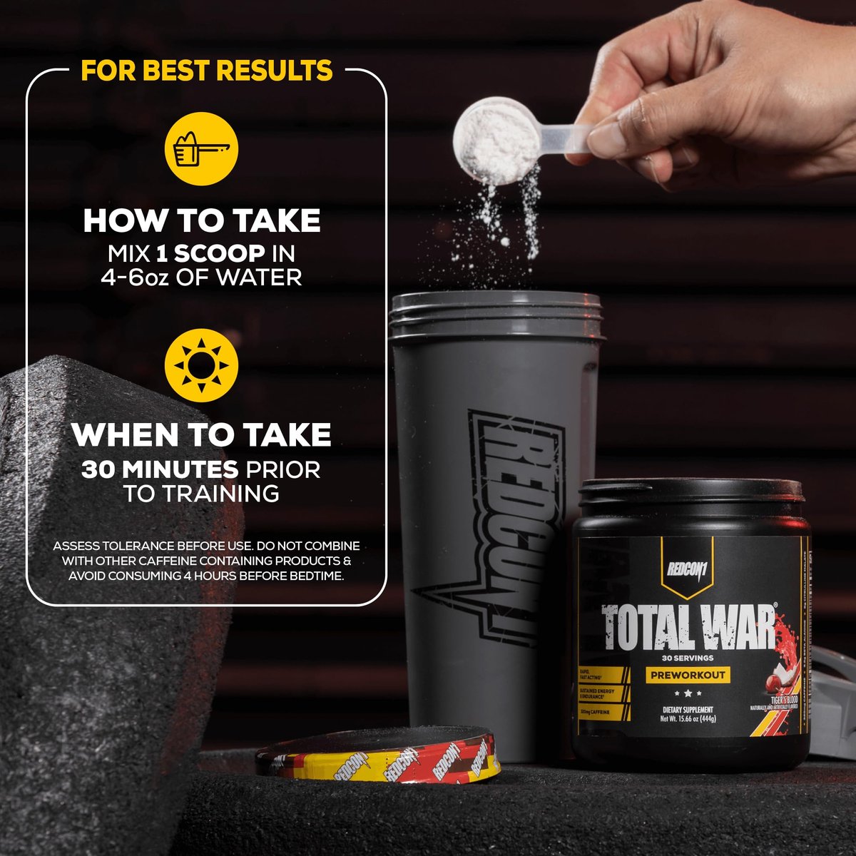 REDCON1 Total War Pre Workout Baja Bomb – Beta Alanin + Citrullin Malat Keto-freundliches Preworkout für Männer & Frauen mit 320 mg Koffein – Schnell wirkend (30 Portionen)