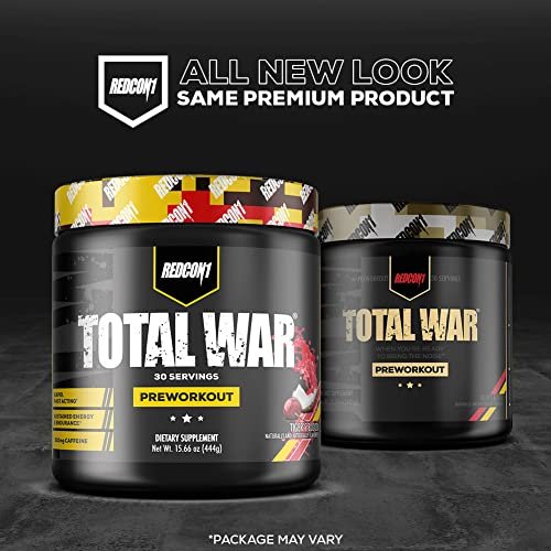 REDCON1 Total War Pre Workout Baja Bomb – Beta Alanin + Citrullin Malat Keto-freundliches Preworkout für Männer & Frauen mit 320 mg Koffein – Schnell wirkend (30 Portionen)