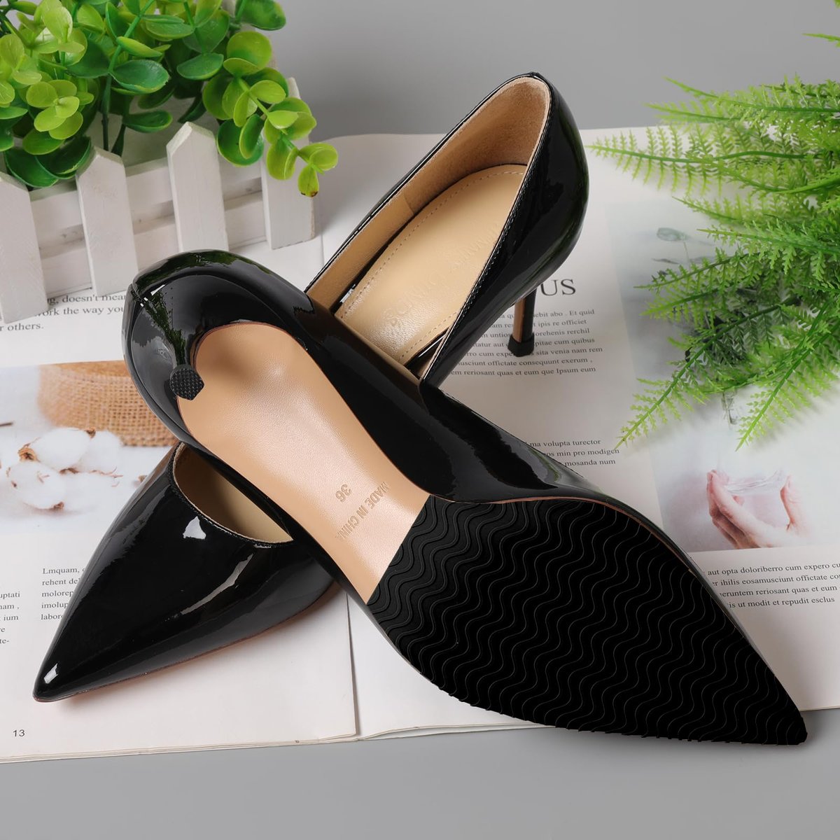 Ashoesert Sohlenschutz für High Heels – Anti-Rutsch-Pads für Schuhsohlen, selbstklebend, Silikon, 2 Paar (Schwarz)