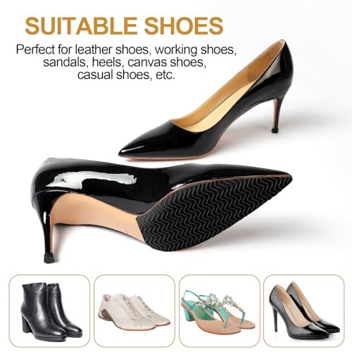 Ashoesert Sohlenschutz für High Heels – Anti-Rutsch-Pads für Schuhsohlen, selbstklebend, Silikon, 2 Paar (Schwarz)