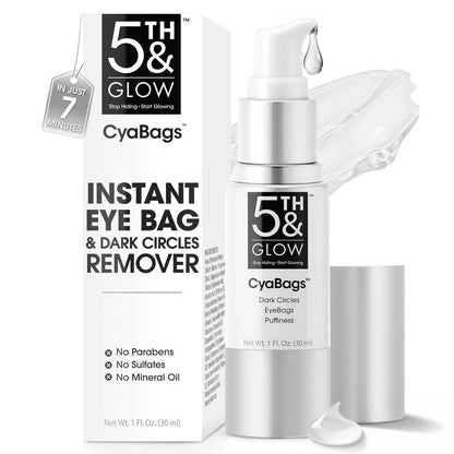 5th & Glow Cyabags – Sofortige Reduzierung von Tränensäcken & Augenringe für Frauen – Hyaluronsäure & Vitamin C Creme gegen Fältchen, Krähenfüße, 30 ml