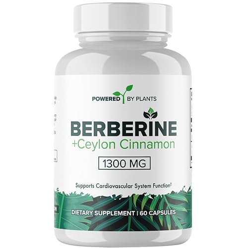 POWERED X PLANTS Reines Berberin-Präparat - 1300 mg Berberin mit Ceylon-Zimt für Stoffwechsel- und Immunsystem-Unterstützung - 60 Portionen