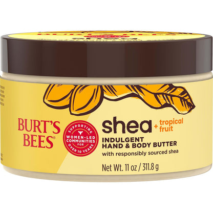 Burt's Bees Shea + Tropical Fruit Verwöhnende Hand- und Körperbutter, nicht fettend, antioxidantienreich für strahlende Haut, nicht reizend, Hautpflege natürlichen Ursprungs, 311 g