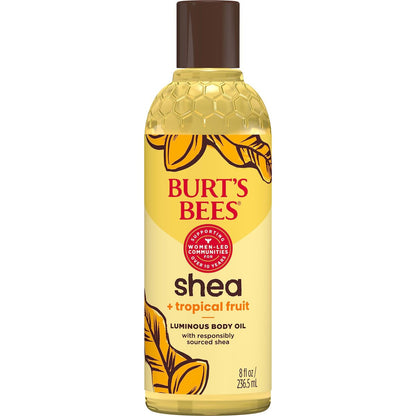Burt's Bees Shea + Tropical Fruit Leuchtendes Körperöl, nicht fettend, antioxidantienreich für strahlende Haut, natürliche Hautpflege, 240 ml