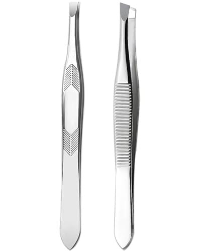 Hochpräzise Edelstahl-Pinzette für Damen – Gesichtshaare, Augenbrauen, Splitter und eingewachsene Haare, 2er-Set