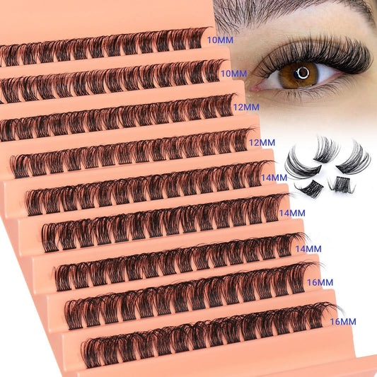 DD Curly Wimpern Cluster – Wispy Wimpernverlängerung für natürliche, volle Wimpern, 126 Stück, 10-16 mm, DIY Wimperncluster von TOOCHUNAG