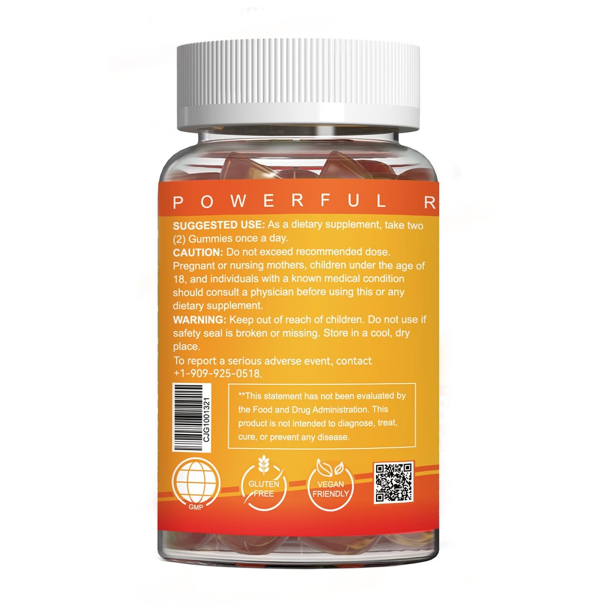 EAZGOO Curcumin-Turmeric-Gummis 500mg für Erwachsene mit schwarzem Pfeffer, Ingwerwurzel, Vitamin C, zuckerarme Fruchtgummis, Orangengeschmack – 120 Stück
