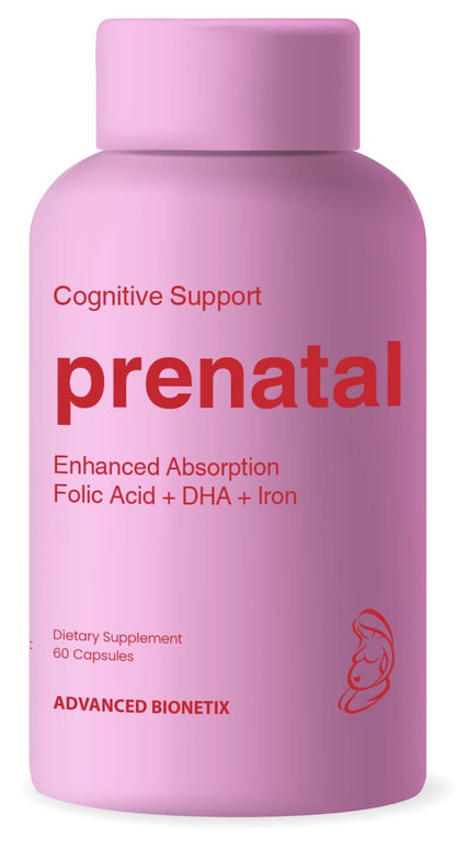 Advanced Bionetix Bio-Verfügbare Schwangerschaftsvitamine für Frauen – mit natürlichem methyliertem Folsäure, DHA Omega 3 – Multivitamin vor, während und nach der Schwangerschaft