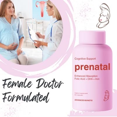 Advanced Bionetix Bio-Verfügbare Schwangerschaftsvitamine für Frauen – mit natürlichem methyliertem Folsäure, DHA Omega 3 – Multivitamin vor, während und nach der Schwangerschaft