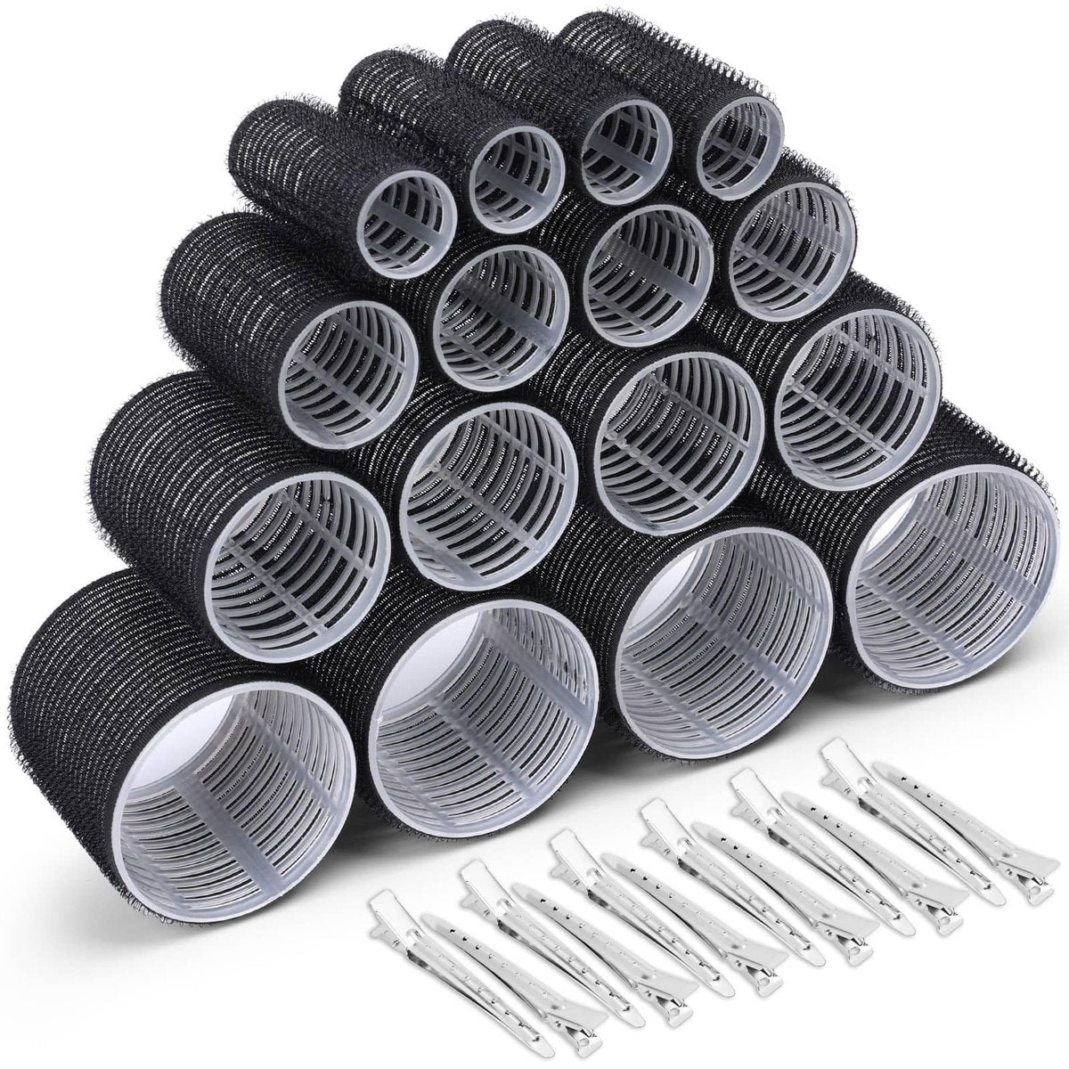 Selizo Haarroller 28-teiliges Set – 16 selbsthaftende Lockenwickler in 4 Größen + 12 Haarklammern für lange, mittlere und kurze Haare – mehr Volumen