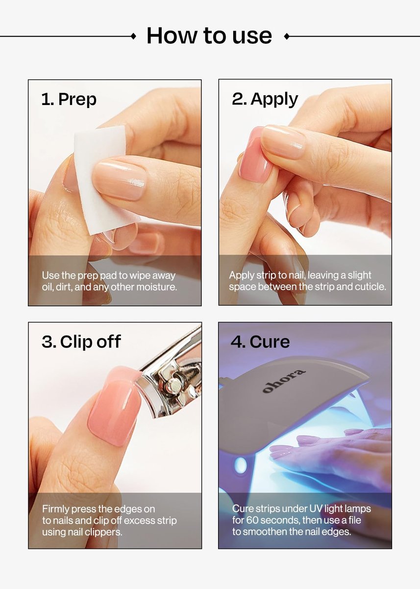 ohora Semi Cured Gel Nail Strips (N Glazed Donut) – Erweiterte Größenauswahl, Salonqualität, langanhaltend, einfache Anwendung & Entfernung – inkl. 2 Vorbereitungspads, Nagelfeile & Holzstäbchen