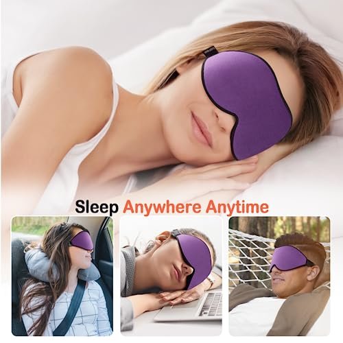 LitBear Schlafmaske – Lichtblockierende Augenmaske für Frauen und Männer, Seiten- und Rückenschläfer, 3D-Komfortmaske mit verstellbarem Band für Reisen