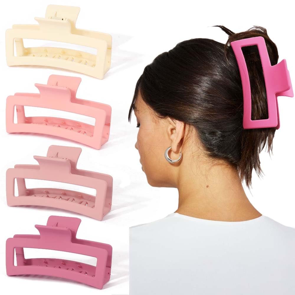Ahoney 5-Zoll Pinke Haarklammern Extra Große Krallenklammern Große Haarklammern für Dickes Langes Haar, XL Riesen-Haarklammern Starker Halt Übergroße Klammern, Haaraccessoires für Frauen (Pink)