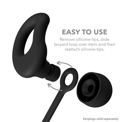 CURVD Ohrstöpsel Lanyard – Weiches, flexibles Silikonband für Ohrstöpsel, 66 cm, Schwarz
