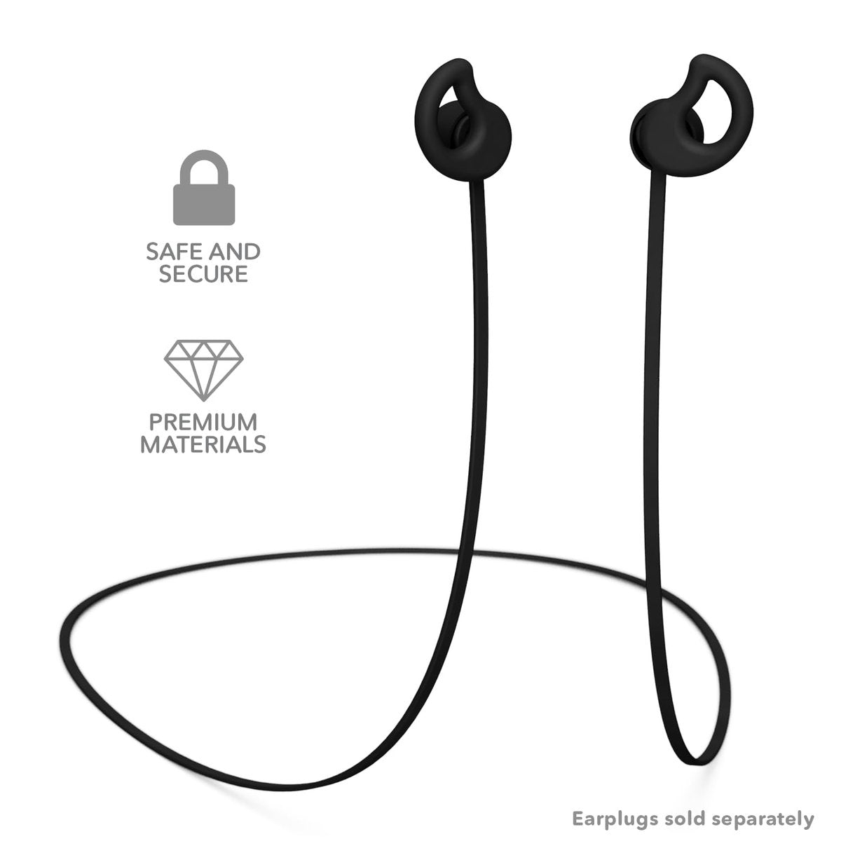 CURVD Ohrstöpsel Lanyard – Weiches, flexibles Silikonband für Ohrstöpsel, 66 cm, Schwarz