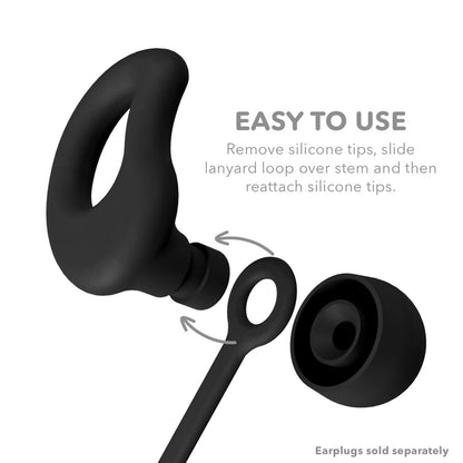 CURVD Ohrstöpsel Lanyard – Weiches, flexibles Silikonband für Ohrstöpsel, 66 cm, Schwarz