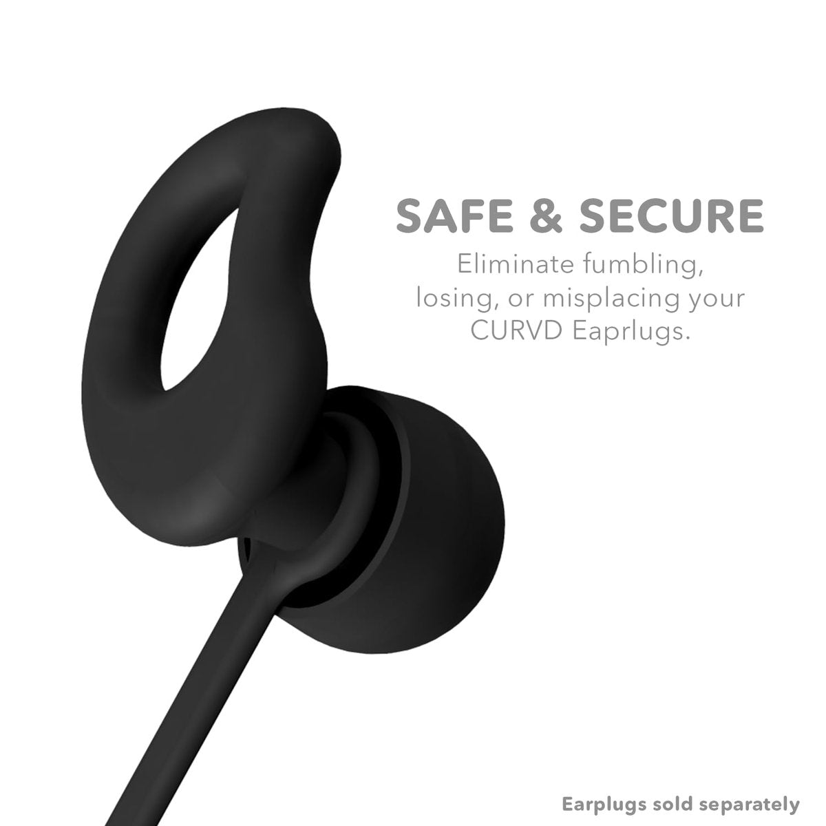 CURVD Ohrstöpsel Lanyard – Weiches, flexibles Silikonband für Ohrstöpsel, 66 cm, Schwarz