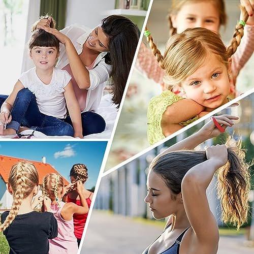 100 Stück Elastische Haargummis aus Baumwolle – Sanfte, nahtlose Mini-Haarbänder für Kinder, Regenbogenfarben