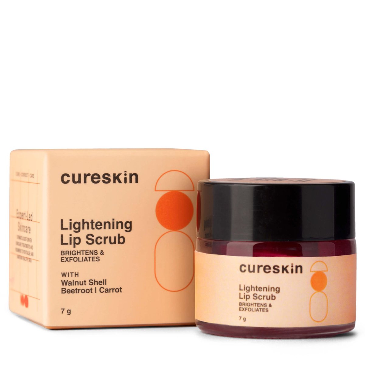 Cureskin Lightening Lip Scrub für Männer und Frauen | Peelt und hellt auf mit Walnussschalenpulver, Rote Bete & Squalan | Lippenpeeling für dunkle Lippen zu hellem Pink, 7 g (1er-Pack)