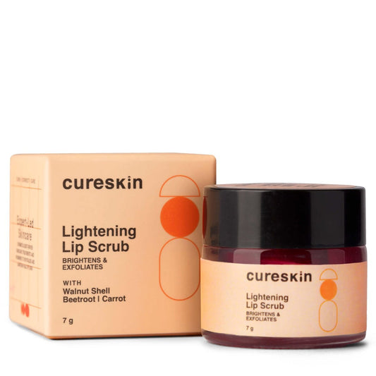 Cureskin Lightening Lip Scrub für Männer und Frauen | Peelt und hellt auf mit Walnussschalenpulver, Rote Bete & Squalan | Lippenpeeling für dunkle Lippen zu hellem Pink, 7 g (1er-Pack)