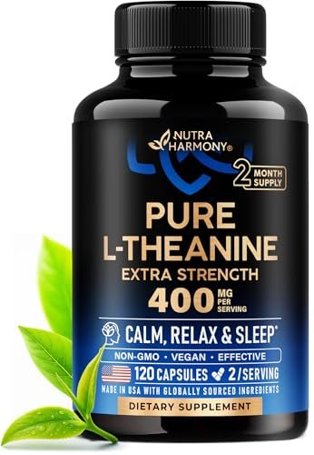 L-Theanin 400 mg | Hochdosiertes Stressabbau-Präparat | Laborgeprüft | Entspannung, Schlaf & Ruhe | Für Männer & Frauen | Pflanzlich, Nicht-GVO & Glutenfrei | 120 vegane Kapseln