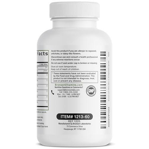 Bronson Leber-Detox Fortschrittliche Entgiftungs- & Reinigungsformel zur Unterstützung einer gesunden Leberfunktion mit Mariendistel, Löwenzahnextrakt, Kurkuma, Artischockenblatt & mehr, Non-GMO, 60 vegane Kapseln