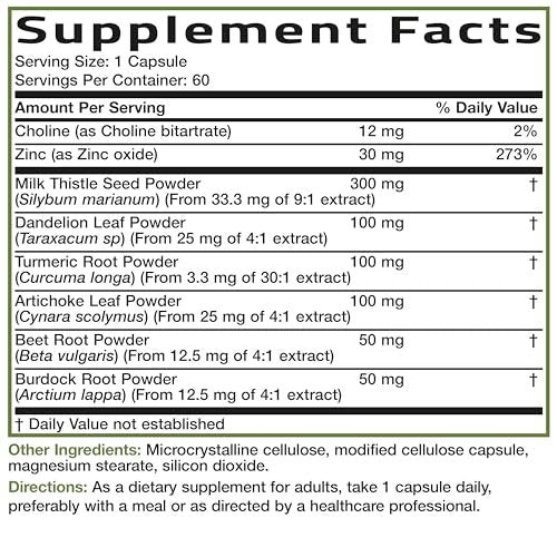 Bronson Leberreinigung Fortschrittliche Entgiftungs- & Reinigungsformel Unterstützt gesunde Leberfunktion mit Mariendistel, Löwenzahnextrakt, Kurkuma, Artischockenblatt & mehr, Nicht-GVO, 180 vegane Kapseln
