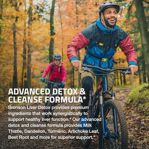 Bronson Leber-Detox Fortschrittliche Entgiftungs- & Reinigungsformel zur Unterstützung einer gesunden Leberfunktion mit Mariendistel, Löwenzahnextrakt, Kurkuma, Artischockenblatt & mehr, Non-GMO, 60 vegane Kapseln