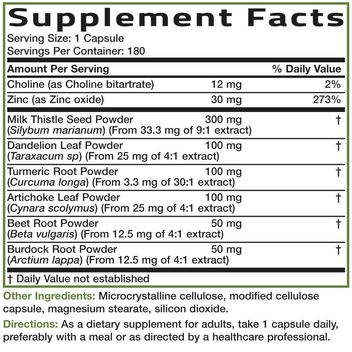 Bronson Leberreinigung Fortschrittliche Entgiftungs- & Reinigungsformel Unterstützt gesunde Leberfunktion mit Mariendistel, Löwenzahnextrakt, Kurkuma, Artischockenblatt & mehr, Nicht-GVO, 180 vegane Kapseln
