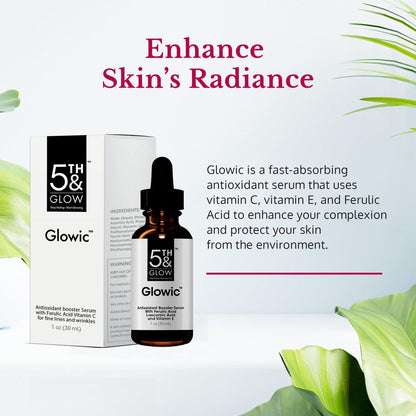 Glowic Vitamin C Serum mit Hyaluronsäure – Anti-Aging Gesichtsserum gegen dunkle Flecken, für strahlende Haut, Reduzierung von feinen Linien und Fältchen – 30 ml