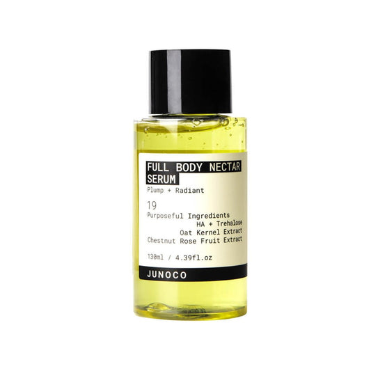 JUNO & Co. Full Body Nectar Serum – Leichtes, feuchtigkeitsspendendes Körper-Serum mit Hyaluronsäure, Haferkern- und Kastanienrosen-Extrakten, schnell einziehende Gel-Textur, 130 ml / 4,39 fl oz.