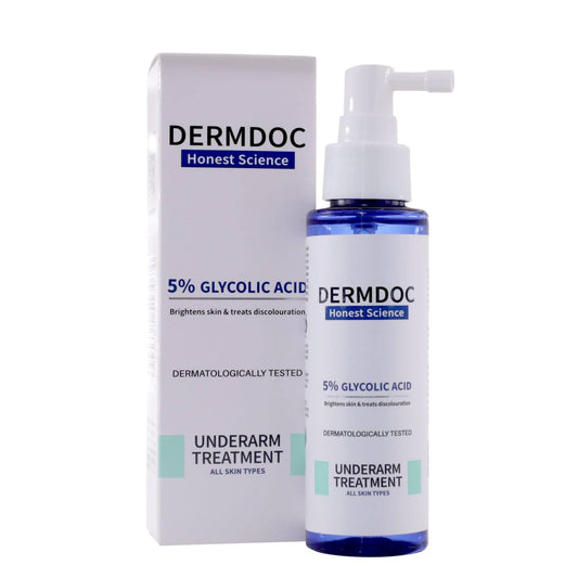 DERMDOC 5% Glykolsäure Deo-Spray für die Achseln (100 ml) | Mehrzweck-Peeling-Toner | 3,38 Fl oz