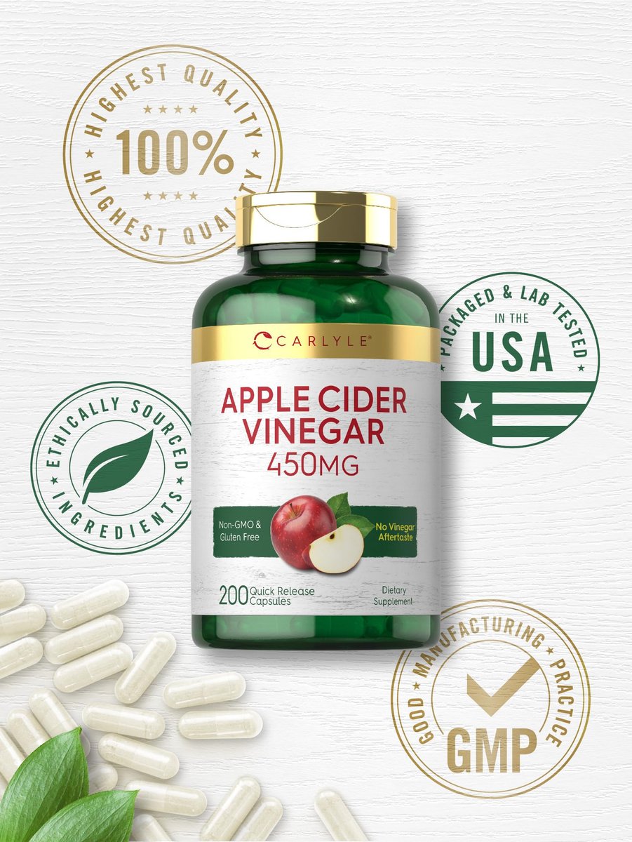 Carlyle Apfelessig Kapseln | 450 mg | 200 Stück | Non-GMO, Glutenfrei