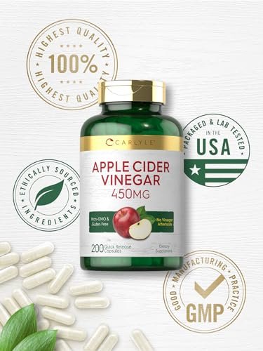 Carlyle Apfelessig Kapseln | 450 mg | 200 Stück | Non-GMO, Glutenfrei