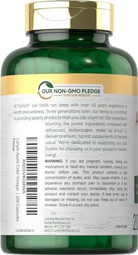 Carlyle Apfelessig Kapseln | 450 mg | 200 Stück | Non-GMO, Glutenfrei