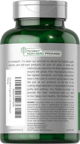 Horbäach Sea Moss Complex Kapseln | 120 Kapseln | Komplexformel mit Bladderwrack & Klettenwurzel | Non-GMO & Glutenfrei