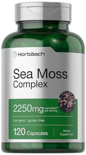 Horbäach Sea Moss Complex Kapseln | 120 Kapseln | Komplexformel mit Bladderwrack & Klettenwurzel | Non-GMO & Glutenfrei