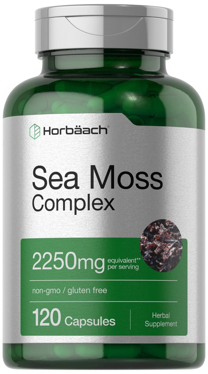 Horbäach Sea Moss Complex Kapseln | 120 Kapseln | Komplexformel mit Bladderwrack & Klettenwurzel | Non-GMO & Glutenfrei