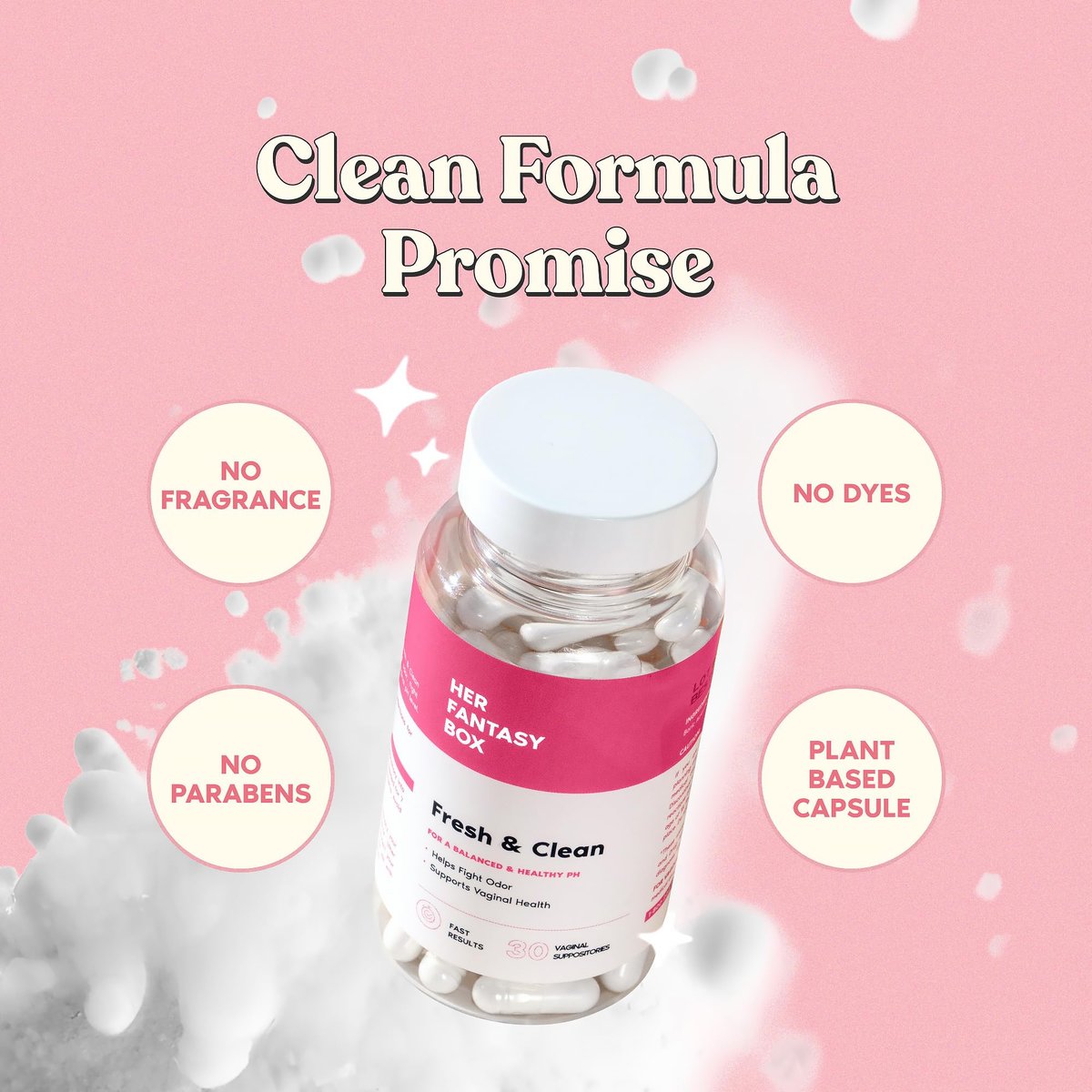 Her Fantasy Box | Fresh & Clean – Borsäure für pH-Balance, Geruchskontrolle & Komfort – 30 Kapseln