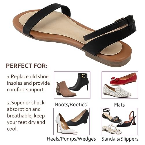 (2 Paar) Schweinsleder Anti-Rutsch-High-Heel-Einlegesohlen mit Fußgewölbeunterstützung, Stoß- und Schweißabsorption, selbstklebende Schuheinlagen für Pumps, Flats, Stiefel, Sandalen, lindert Blasen und Schmerzen, passend für Damen Größe 5-8