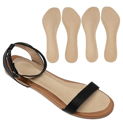 (2 Paar) Schweinsleder Anti-Rutsch-High-Heel-Einlegesohlen mit Fußgewölbeunterstützung, Stoß- und Schweißabsorption, selbstklebende Schuheinlagen für Pumps, Flats, Stiefel, Sandalen, lindert Blasen und Schmerzen, passend für Damen Größe 5-8