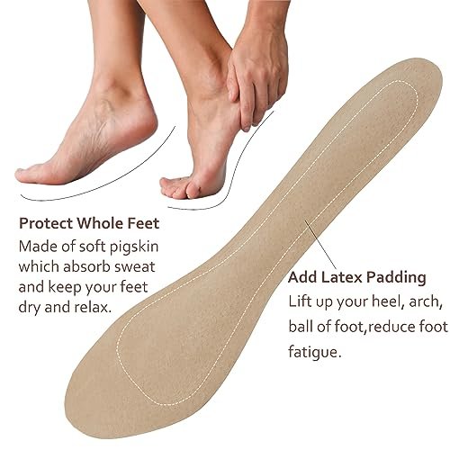 (2 Paar) Schweinsleder Anti-Rutsch-High-Heel-Einlegesohlen mit Fußgewölbeunterstützung, Stoß- und Schweißabsorption, selbstklebende Schuheinlagen für Pumps, Flats, Stiefel, Sandalen, lindert Blasen und Schmerzen, passend für Damen Größe 5-8