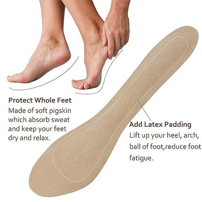 (2 Paar) Schweinsleder Anti-Rutsch-High-Heel-Einlegesohlen mit Fußgewölbeunterstützung, Stoß- und Schweißabsorption, selbstklebende Schuheinlagen für Pumps, Flats, Stiefel, Sandalen, lindert Blasen und Schmerzen, passend für Damen Größe 5-8